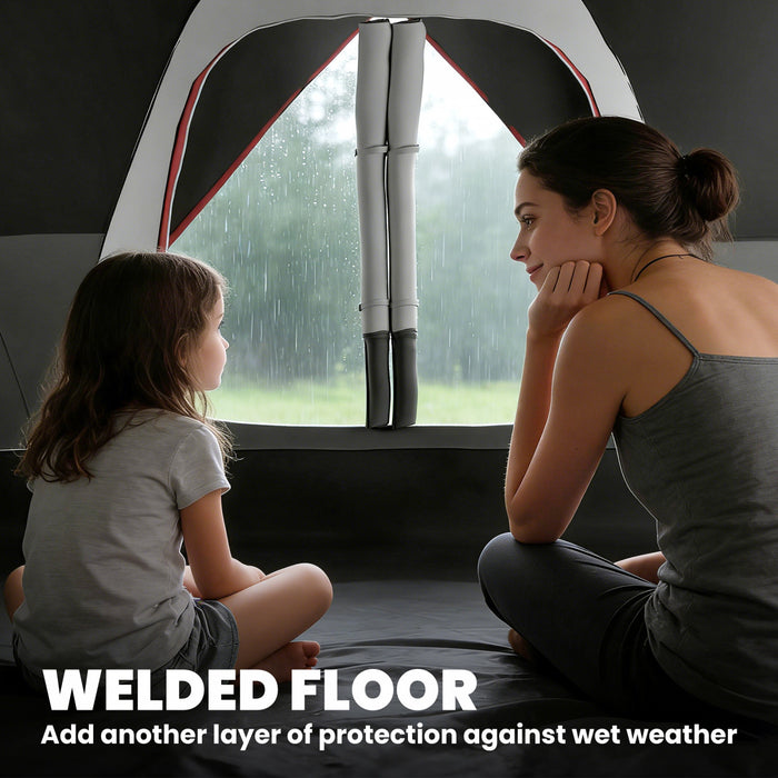Outsunny Tente de Camping, Tente pour 6-8 Personnes avec 2 Chambres, Gris Fonce