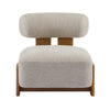 Luma Modern Boucle Lounge Chair with Rolled Backrest and Solid Wood Frame, Almond, Natural | Luma Fauteuil de Salon Moderne en Bouclette a Dossier Enroule et Cadre en Bois Massif, Amande, Naturel