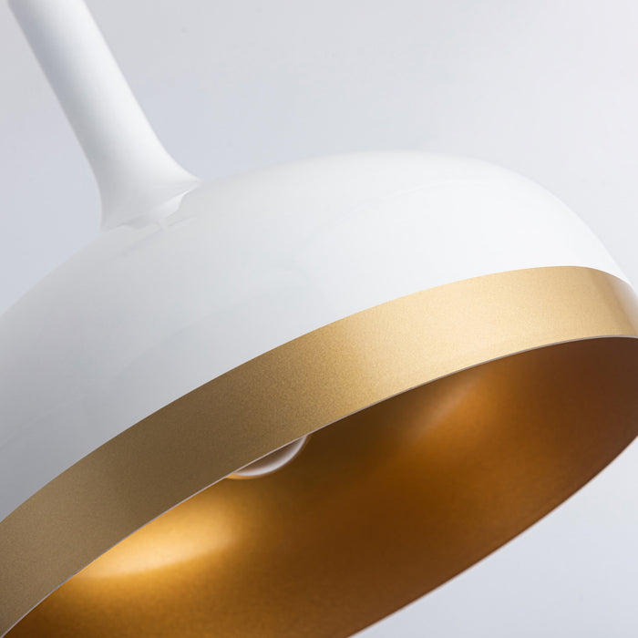 Luminaire suspendu de la collection Dash de 12 po - blanc et doré