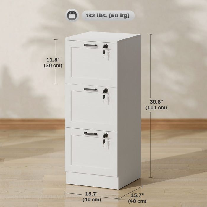 HOMCOM Classeur de bureau a 3 tiroirs, classeur vertical, blanc