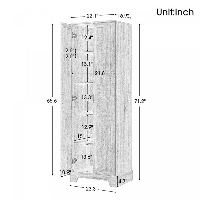 Liam Armoire de rangement multifonction avec portes et etageres reglables, Marron