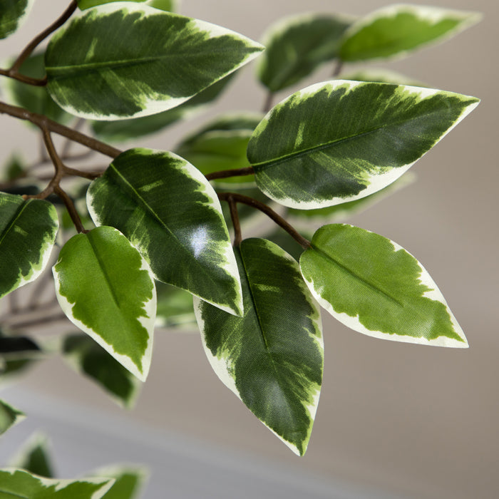 HOMCOM Ficus artificiel panache de 4,5 pi pour interieur exterieur, vert