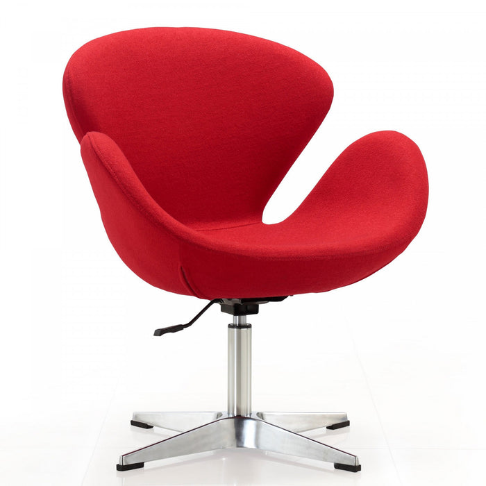 Fauteuil lounge pivotant moderne en tissu Raspberry rouge - Lot de 2