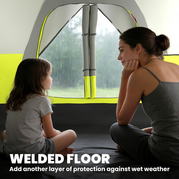 Outsunny Tente de Camping, Tente pour 6-8 Personnes avec 2 Chambres, Vert