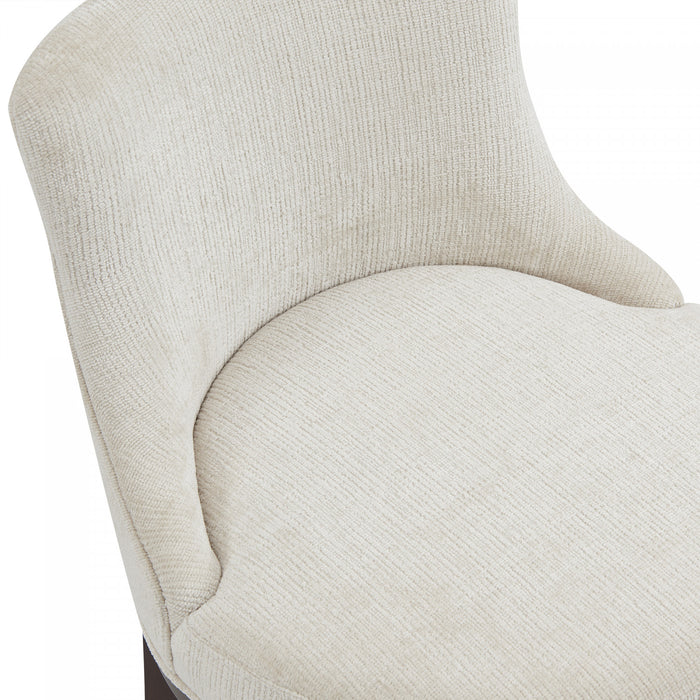 Tabouret de bar moderne en bois Lucia, revetu de chenille, coloris naturel