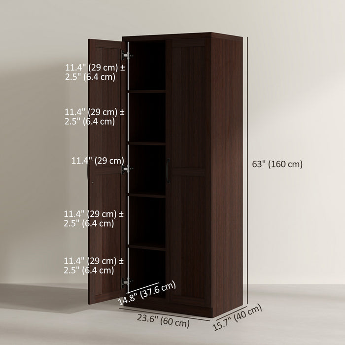 HOMCOM Armoire de rangement pour garde-manger avec portes et etageres