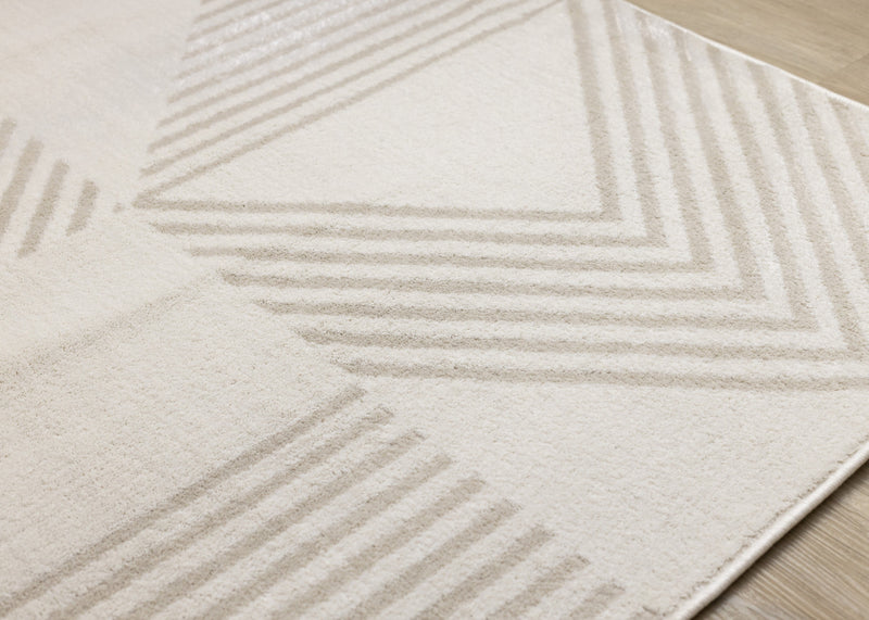 Carpette Hudson crème et beige à motif géométrique moderne - 5 pi 3 po x 7 pi 7 po