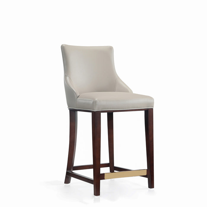 Tabouret de comptoir moderne en bois avec assise rembourree Shubert, gris clair - Lot de 3