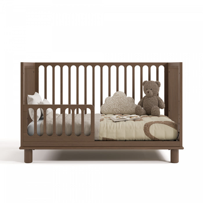 Storkcraft Sicily Lit de bebe convertible 3-en-1 de luxe avec barriere de securite pour tout-petit incluse - Noisette