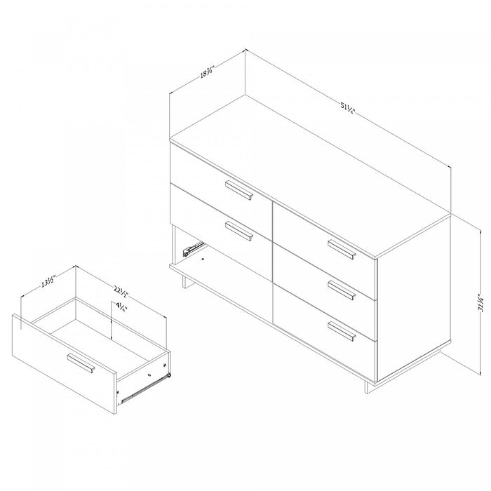 Cavalleri Commode 6 Tiroirs - Blanc Solide