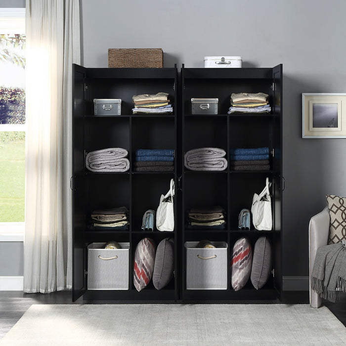 Armoire de rangement moderne Hopkins 30\" en noir (7 etageres) - Lot de 2