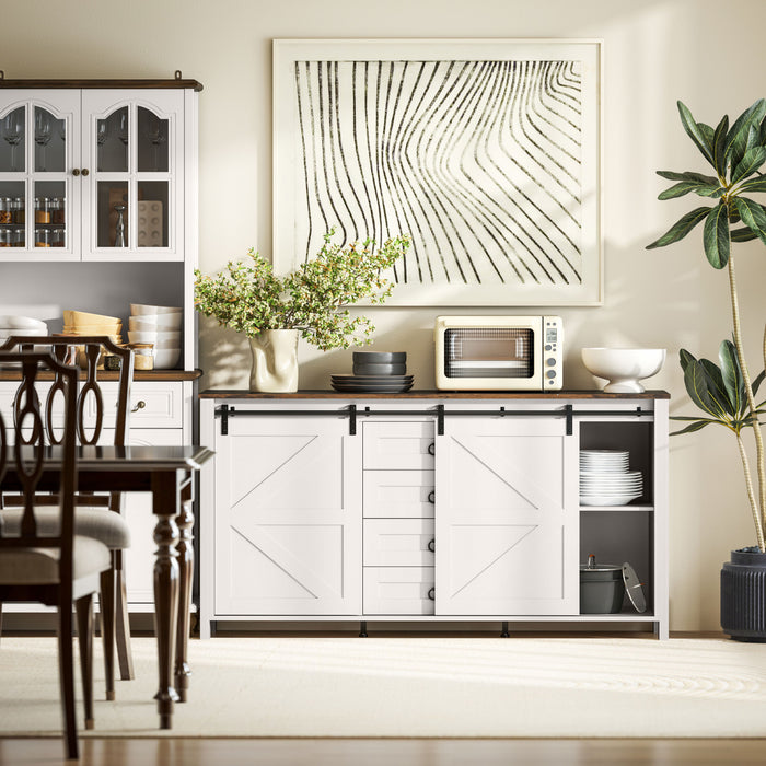 HOMCOM Buffet style ferme avec portes blanc creme