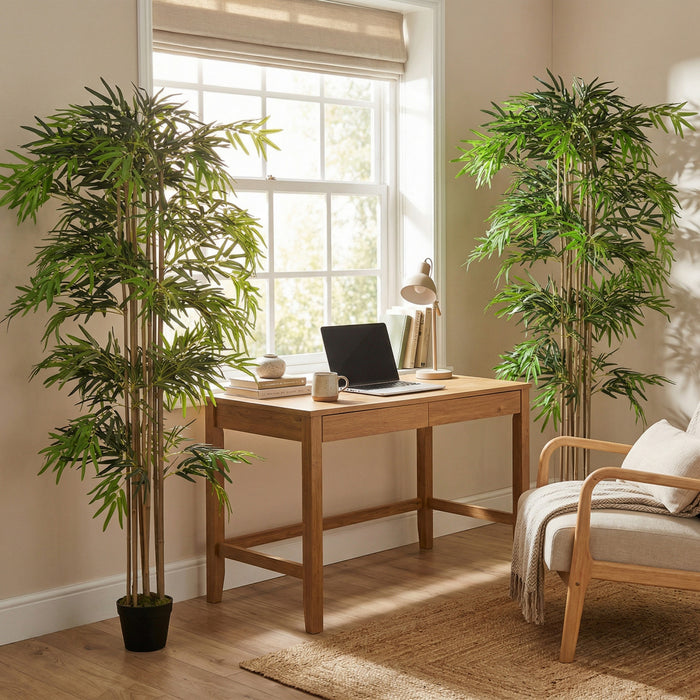Outsunny - Ensemble de 2 arbres artificiels en bambou de 182,8 cm en pot avec 1530 feuilles, vert