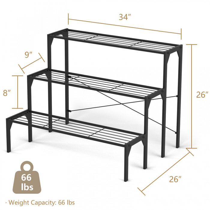Costway Etagere A 3 Niveaux Pour Plantes Et Fleurs Support D'exposition En Metal Robuste Et Grand Format