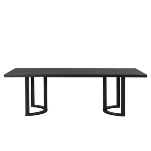 Table À Manger Ethan Avec Base En U, Bois Massif Et MDF, 95 Po De Large - Noir