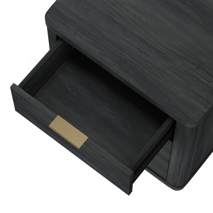 Table de nuit moderne Evelyn 20\" en gris charbon (3 tiroirs) - Lot de 2