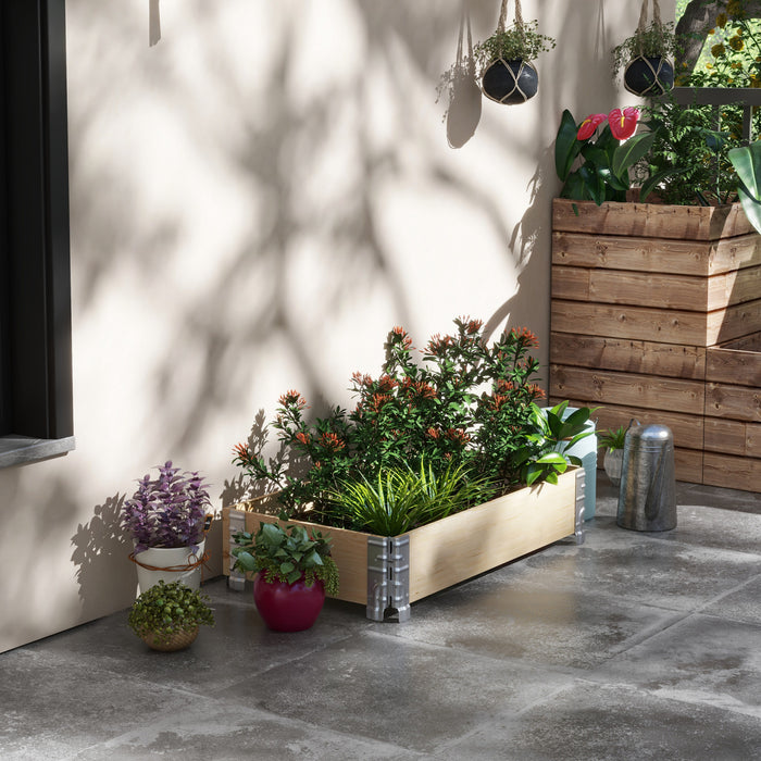 Outsunny Lit De Jardin Sureleve En Bois Pliable Avec Fond Ouvert
