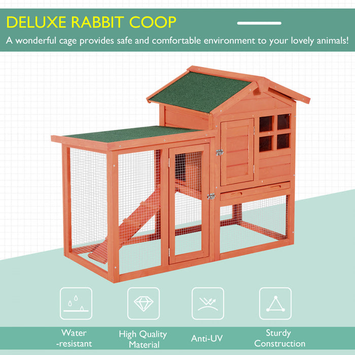 Pawhut 121,9 X 61 X 91,4 Cm De Luxe Clapier Etanche En Bois Pour Lapin Cage Pour Petits Animaux Avec Echelle Et Enclos