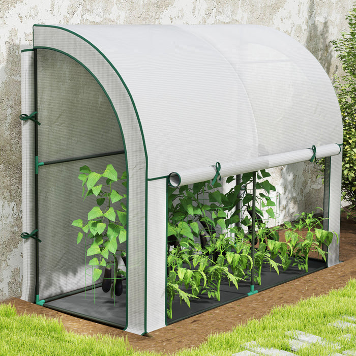Outsunny Serre adossee avec couverture PE, jardinage, blanc