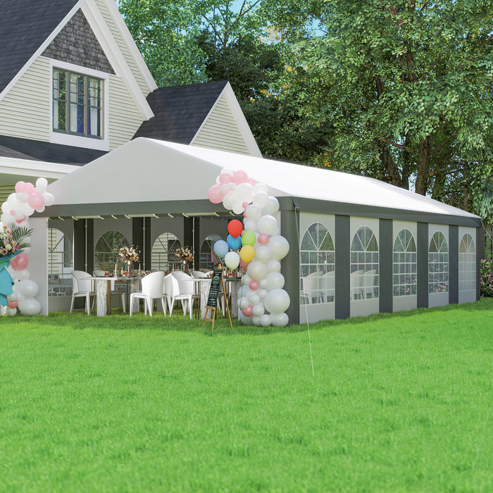 Outsunny Tente de Reception et Abri de Voiture 10 x 6 m pour Evenements Exterieurs, Gris
