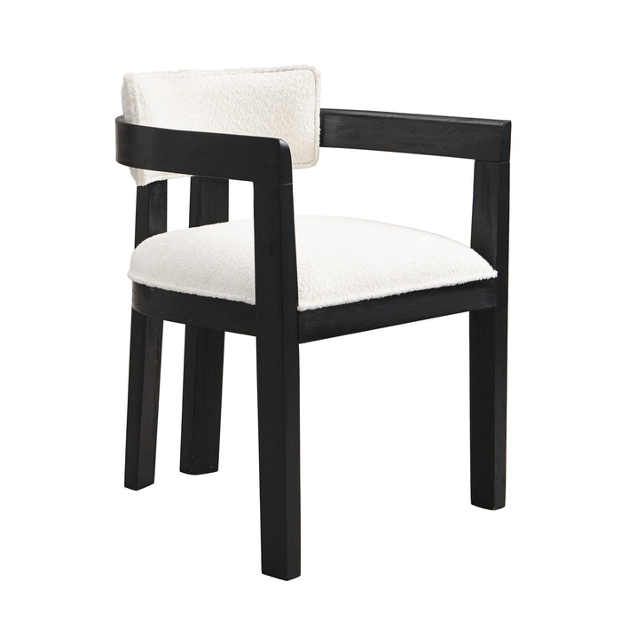 Evelyn Ensemble de 2 chaises de salle a manger en bois de caoutchouc avec accoudoirs et assise rembourree, noir
