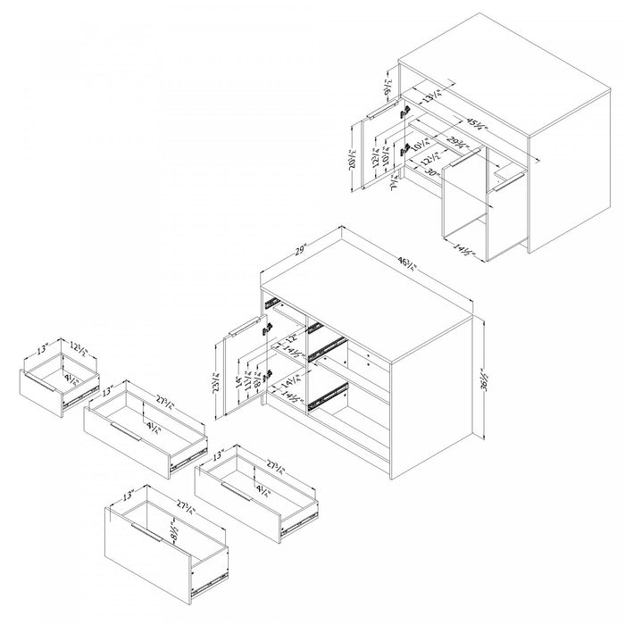 Olio Ilot De Cuisine Avec Rangement Ouvert - Noir Mat Et Faux Marbre Blanc