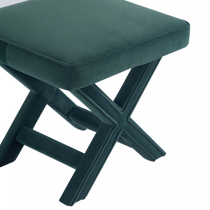 Banc d’appoint Abigail style milieu du siecle moderne en velours vert foret