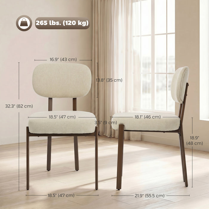 HOMCOM Chaises de Salle a Manger Rembourrees en Lin, Chaises de Cuisine, Beige