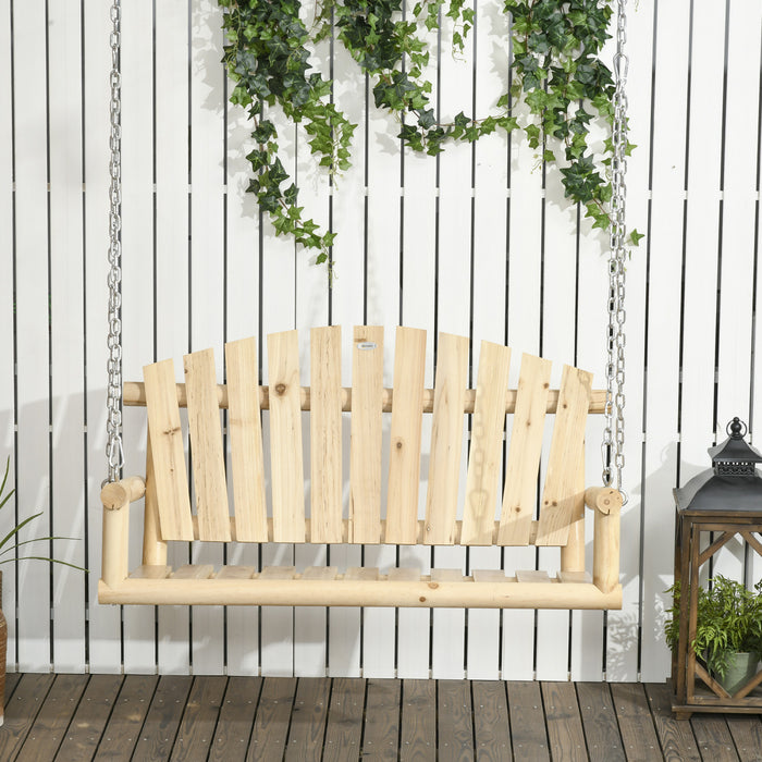 Outsunny Balancoire De Porche En Bois 2 Places Suspendu Avec Chaines