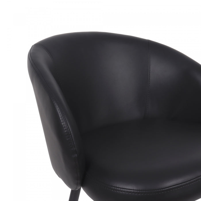 Chaise laterale moderne contemporaine Looma en cuir vegetalien et metal noir - Lot de 2