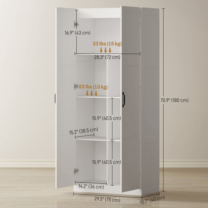 HOMCOM Armoire de Cuisine avec Charnieres a Fermeture Douce, Blanc
