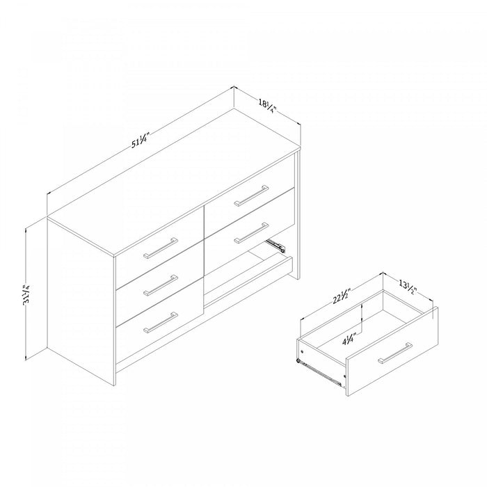  Commode Londen à 6 tiroirs - manguier naturel