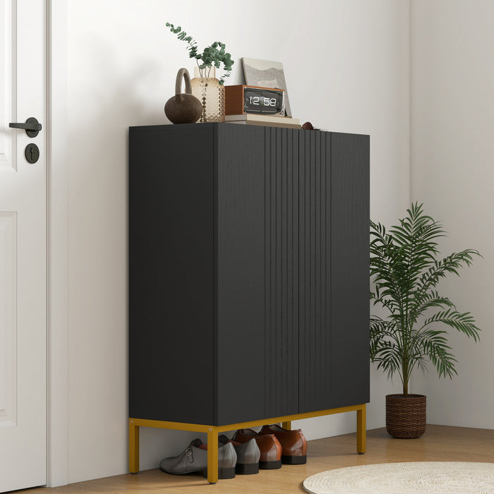 HOMCOM Armoire a Chaussures Moderne avec Portes a Fermeture Douce Noir