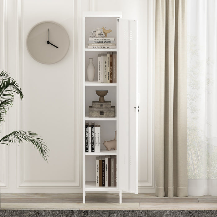 Armoire de rangement moderne Naomi 15\" en metal, blanc