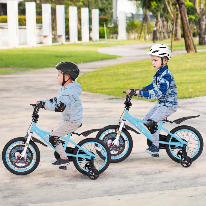 Velo Pour Enfants 16\" Pour 4-7 Avec Guidon Reglable En Hauteur Et Frein A Main En Selle Bleu