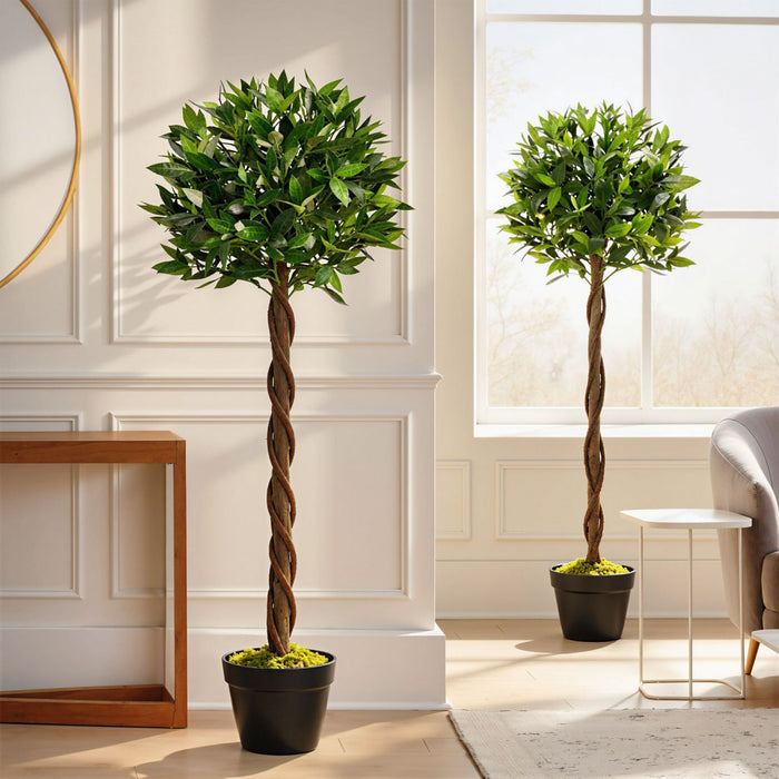 Outsunny Lot de 2 Arbres Artificiels de Laurier 4pi avec Pot