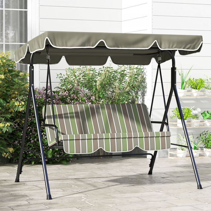 Outsunny Balancoire De Patio 3 Places Avec Auvent Reglable, Vert