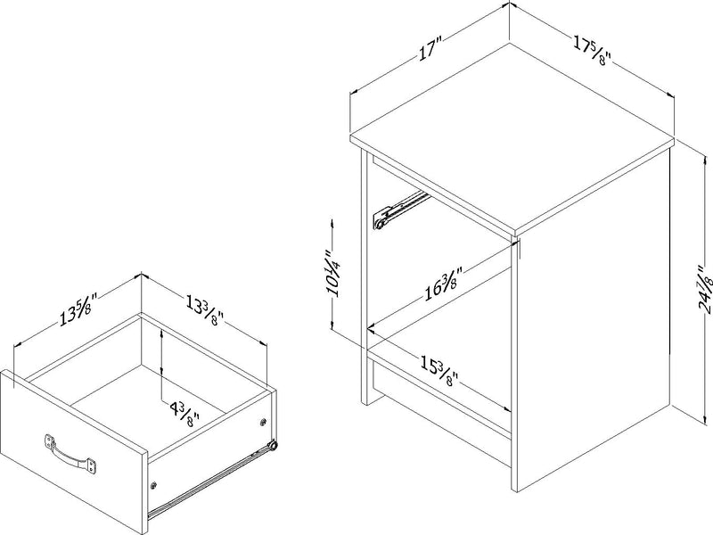 Tassio Table De Chevet 1 Tiroir Avec Espace De Rangement Ouvert - Chene Vieilli
