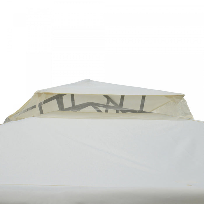 Outsunny 9.7' X 9.7' Abri De Jardin Pavillon Exterieur Double Toit Evenement De Jardin\nCour De Tente De Fete Pare-soleil En Acier Cadre Avec Moustiquaire Blanc Creme
