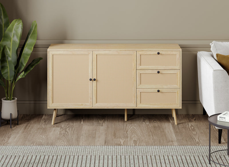 Commode verticale de rangement avec 3 tiroirs - apparence de bois brun durable 