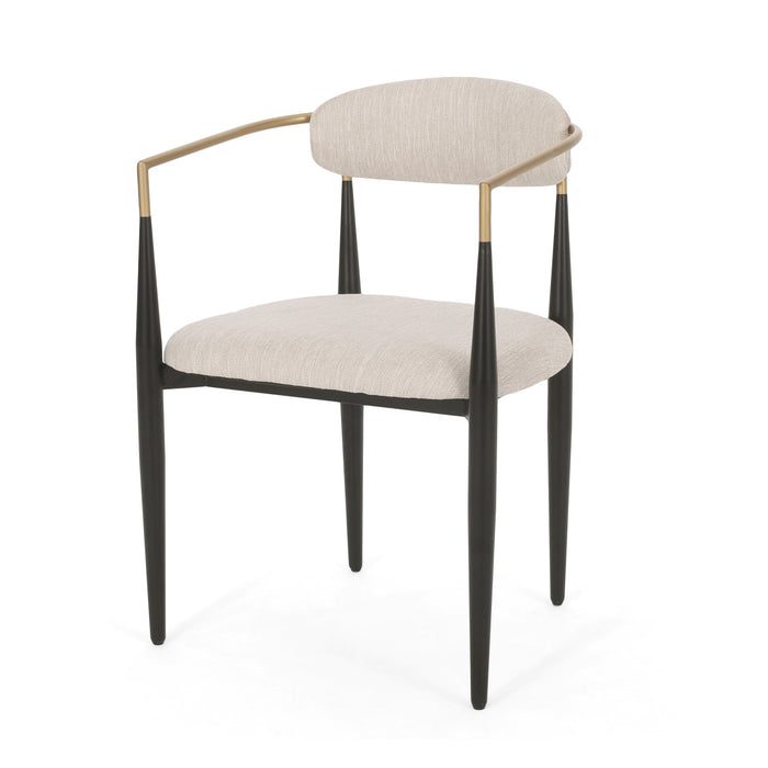 Ensemble De 2 Chaises De Salle À Manger Mila Avec Revêtement En Tissu Et Structure En Metal - Beige Et Noir