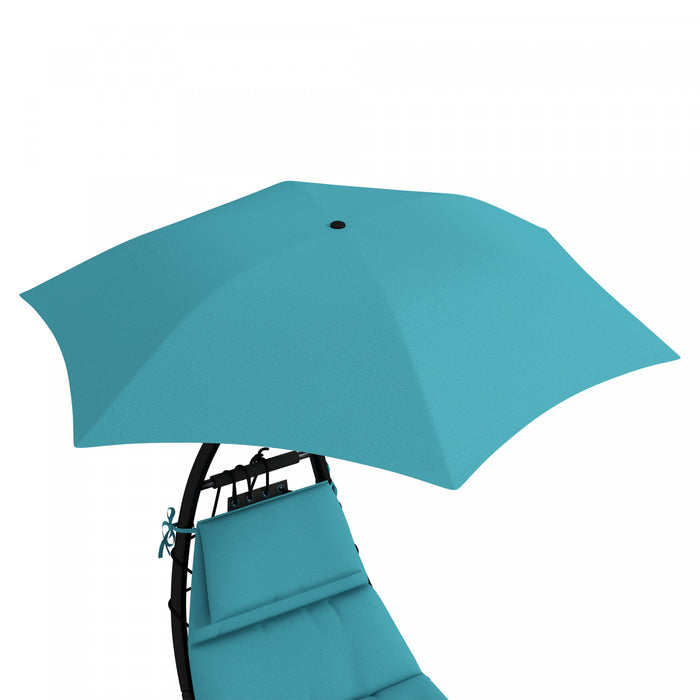 Outsunny Chaise De Bronzage Chaise Longue Avec Toit Pare-soleil, Turquoise