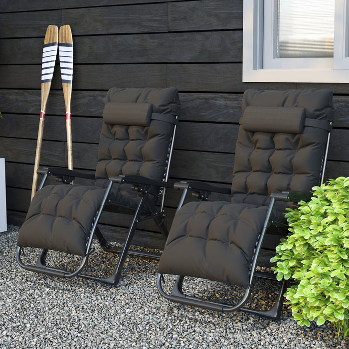 Outsunny Chaise Inclinable, Chaise Longue Pliante Avec Porte-gobelet, Noir