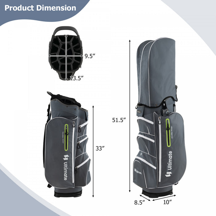 Sac De Chariot De Golf Leger Costway Avec 15 Voies Haut Diviseur Individuel Putter Bien Refroidisseur Sac Vert