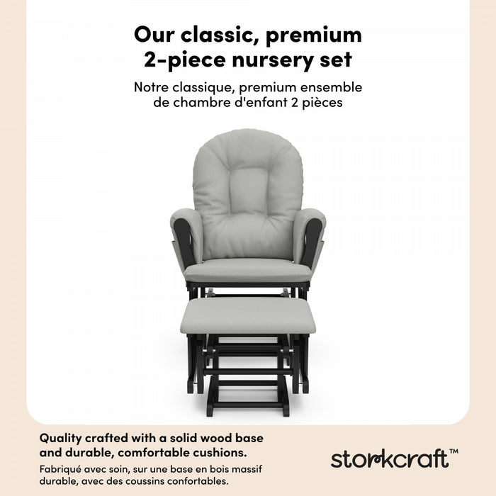Storkcraft Hoop Fauteuil bercant et pouf - Noir avec gris clair