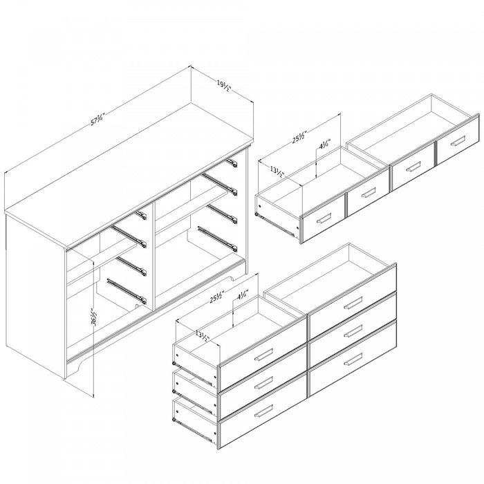 Versa Commode 8 Tiroirs - Erable Cendre