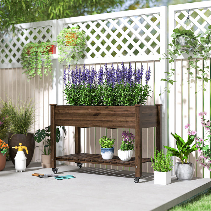 Outsunny Jardiniere surelevee en bois carbonise