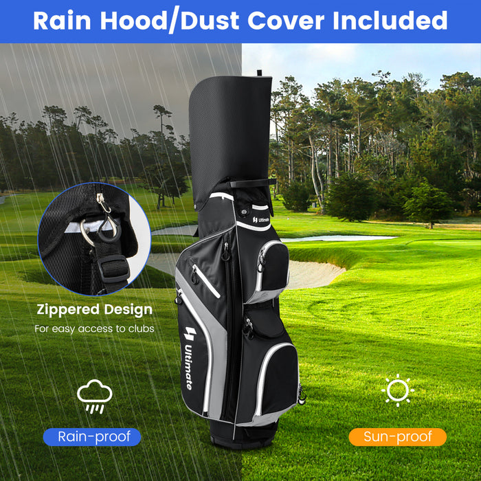 Sac De Chariot De Golf Leger Costway Avec 14 Diviseurs Superieurs De Maniere 9 Poches Sac De Refroidissement De Capuchon De Pluie