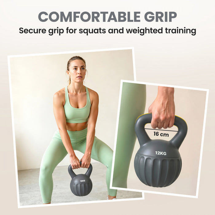 Soozier Kettlebell, 12 kg avec Poignee Antiderapante