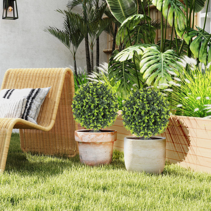 HOMCOM 2 pieces de boule de topiaire artificielle en eucalyptus avec piquets